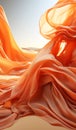 Orange floating silk curtain. AI generated Royalty Free Stock Photo