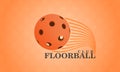 Orange floorball ball. Logo for the team