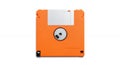 Orange Floppy Disk on White Background Archival Media Storage Royalty Free Stock Photo