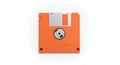 Orange Floppy Disk on White Background - Retro Data Storage Royalty Free Stock Photo