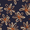 Orange Floral Brush strokes Seamless Pattern Background