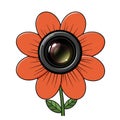 Orange Flower with Camera Lens Illustration Royalty Free Stock Photo