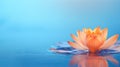 an orange flower floating on top of a body of water. generative ai Royalty Free Stock Photo