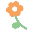 Orange flower icon. Spring and summer floral decorations, stickers. Image png.