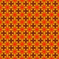 Orange flower mosaic detailed seamless textured pattern background