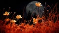 Orange Moon: A Dark And Spooky Floral Landscape