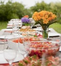 Orange flowers on the table Royalty Free Stock Photo