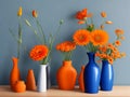 The orange flowers, with their bold and warm hues, radiate a sense of energy and enthusiasm, infusing the room.