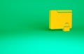 Orange Folder and lock icon isolated on green background. Closed folder and padlock. Security, safety, protection Royalty Free Stock Photo