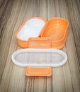 Orange folding plastic food box, kitchen equipment
