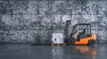 The orange forklift with boxes.AI generated image Royalty Free Stock Photo