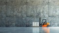 The orange forklift in warehouse..AI generated image Royalty Free Stock Photo