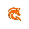 Orange Fox Head Vector Logo Design, Stylized C-Shape Profile Royalty Free Stock Photo