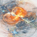 Orange fractal spiral and blue butterfly Royalty Free Stock Photo