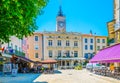 ORANGE, FRANCE, JUNE 19, 2017: People are strolling in front of town hall in Orange, France