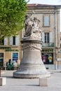 Statue in front of ancient Roman theater Royalty Free Stock Photo