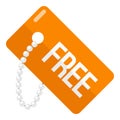 Orange Free Tag Flat Icon Isolated on White Royalty Free Stock Photo