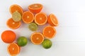 Orange fresh fruit in row isolated assortment clipping pat on white Royalty Free Stock Photo