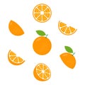 Orange fresh slices icon set. Citrus vitamin c vector illustration isolated
