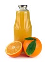 Orange fruit and a bottle of juice Royalty Free Stock Photo