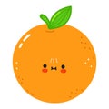 Cute funny orange fruit character. Vector hand drawn cartoon kawaii character illustration. Isolated white background Royalty Free Stock Photo