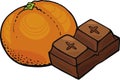 Orange fruit and chocolate block Royalty Free Stock Photo