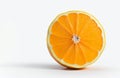 Orange fruit (Citrus) dissected and shadow. Copy space and white background