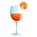 Orange fruit cocktail icon, cartoon style