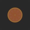 Orange fruit cut in half creative linear food illustration, cross section of citrus from the pattern of thin lines