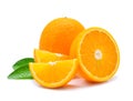 Orange fruit with drops isolated on white background Royalty Free Stock Photo