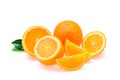 Orange fruit with drops isolated on white background Royalty Free Stock Photo