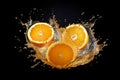 Orange fruit explosively bursting Perfect for use in culinary arts beverage advertising