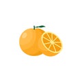 Orange Fruit Flat Design Vector Illustration Isolated on a white background Royalty Free Stock Photo