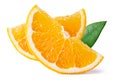 Orange fruit with green leaves isolated on white background. Clipping path. Full depth of field Royalty Free Stock Photo