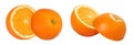 Orange fruit half isolated on white background. Top view. Flat lay. Royalty Free Stock Photo