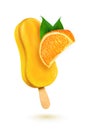 Orange fruit ice cream popsicle isolated Royalty Free Stock Photo