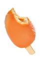 Orange fruit ice cream popsicle isolated on white Royalty Free Stock Photo