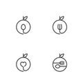 Orange fruit icons outline stroke set design illustration black and white color isolated on white background Royalty Free Stock Photo