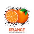Orange fruit illustration with grunge and halftone effect Royalty Free Stock Photo