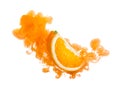 Orange fruit on ink isolated