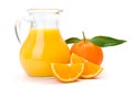 Orange fruit and jug of juice Royalty Free Stock Photo