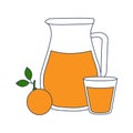 Orange fruit juice in glass and jug Royalty Free Stock Photo