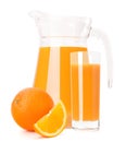 Orange fruit juice in glass jug