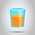 Orange fruit juice vector icon in flat style. Orange citrus cocktail drink illustration on white background. Tropical food concept Royalty Free Stock Photo