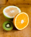 Orange fruit, kiwi and grapefruit Royalty Free Stock Photo