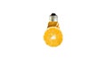 Orange fruit in lamp bulb isolated on white background. New idea concept Royalty Free Stock Photo