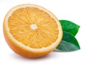 Orange fruit with and leaf isolated on white background Royalty Free Stock Photo