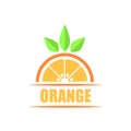 Orange fruit with leaves fresh juice logo vector Royalty Free Stock Photo