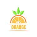 Orange fruit with leaves fresh juice logo vector