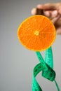 Orange fruit and measuring tape Royalty Free Stock Photo